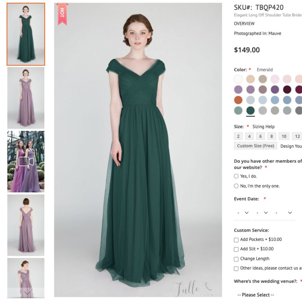 Emerald Bridesmaid or Mother of Bride Dress